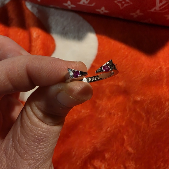 Fendi Silver Ring with Pink Accents - Picture 1 of 6